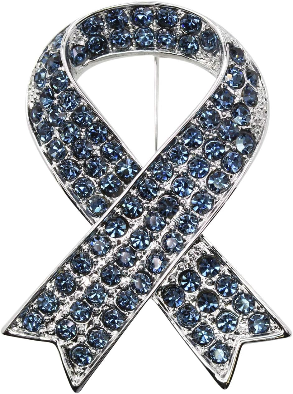 Gorgeous Rhinestone Crystal Awareness Ribbon Brooch Pin – Elegant Support Accessory