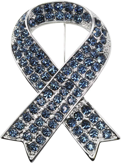 Gorgeous Rhinestone Crystal Awareness Ribbon Brooch Pin – Elegant Support Accessory