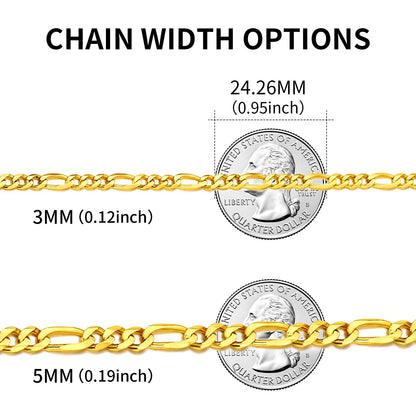14K Gold Plated Italian 5MM Figaro Chain Necklace for Men &amp; Women – 925 Sterling Silver Core, Classic Style, Daily Wear Gift with Box for Valentine’s Day, Birthday, or Party