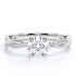 Cathedral Prong 1 Ct Round Moissanite Infinity Engagement Ring – 18K White Gold Plated over Silver, Half Pave Twisted Shank