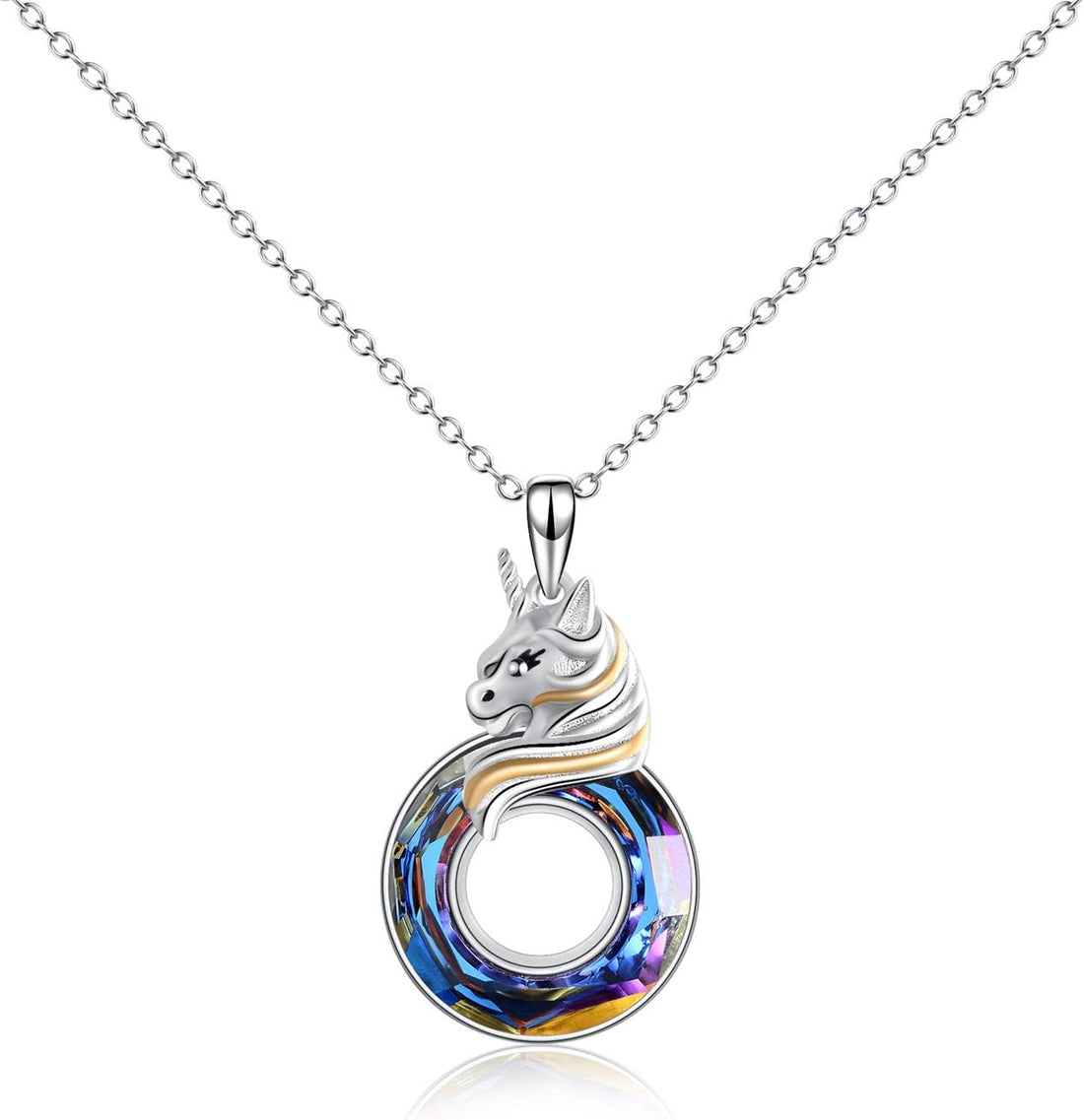 Unicorn Sterling Silver Pendant Necklace with Crystal – Birthday Gift for Women &amp; Unicorn Lovers