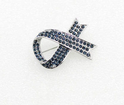 Gorgeous Rhinestone Crystal Awareness Ribbon Brooch Pin – Elegant Support Accessory