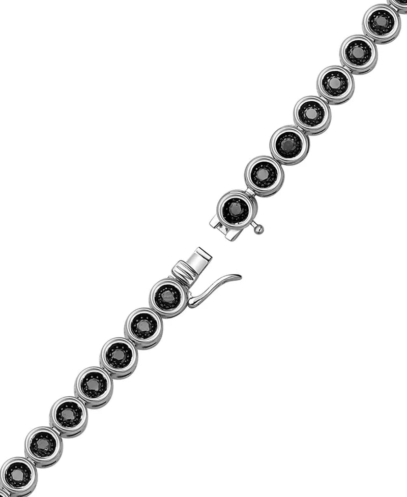Men’s Black Diamond Tennis Bracelet – 3-1/2 Ct. T.W., Sterling Silver