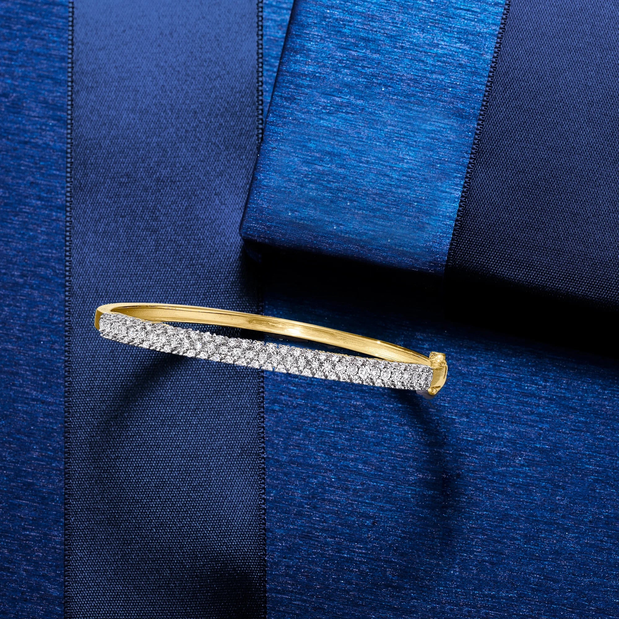 0.75 Ct. T.W. Diamond Bangle Bracelet – 18K Gold over Sterling for Women