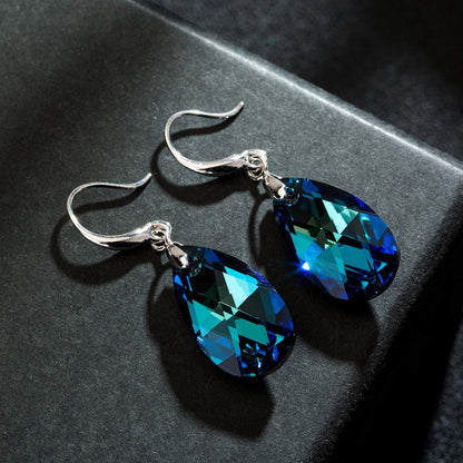 Austrian Crystal Teardrop Dangle Hook Earrings for Women – 14K Gold Plated, Hypoallergenic Jewelry