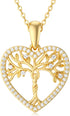 14K Gold Mother & Daughter/Son Tree of Life Necklace – Family Pendant, 16"-18"