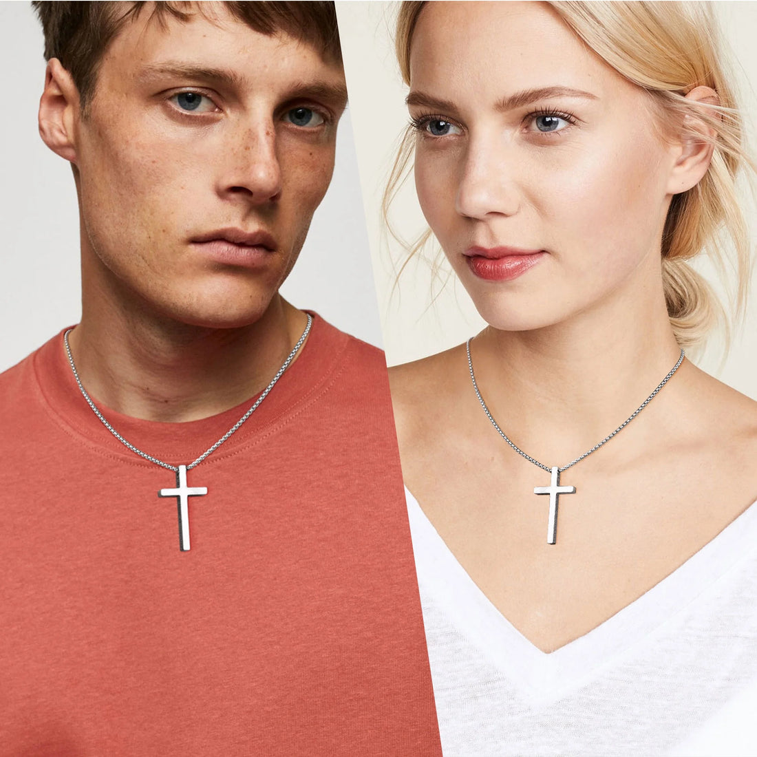 Silver Cross Necklace for Men &amp; Boys – Stainless Steel Pendant Chain, Christian Religious Jewelry Gift