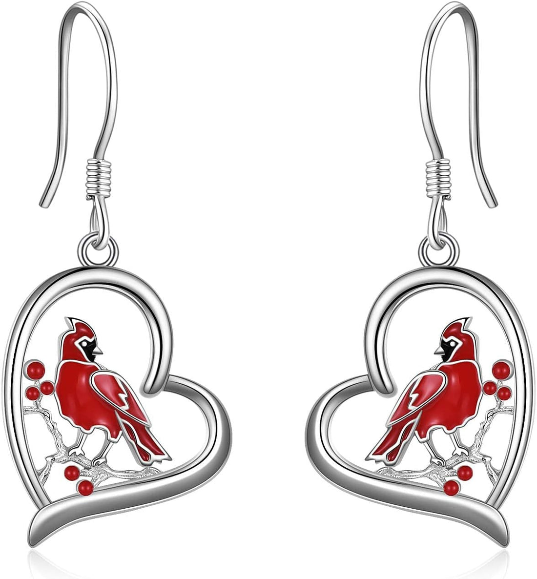 Cardinal Dangle Earrings – Sterling Silver Animal Jewelry Gift for Women