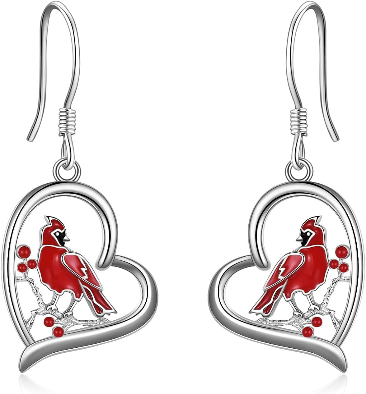 Cardinal Dangle Earrings – Sterling Silver Animal Jewelry Gift for Women
