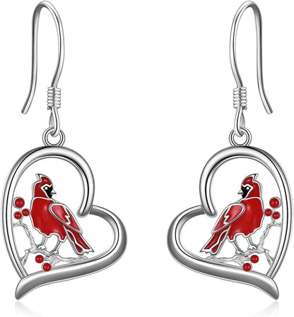 Cardinal Dangle Earrings – Sterling Silver Animal Jewelry Gift for Women
