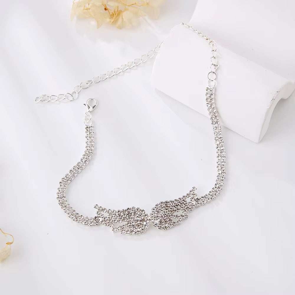 Celestia™ Angel Wings Rhinestone Anklet – Dainty Sparkle Jewelry for Women, Shine with Every Step