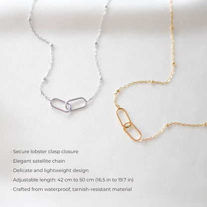 Silver Icon Cross Link Necklace – Retro Charm with Modern Edge