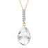 14K Yellow Gold Necklace with Diamond & Briolette Drop White Topaz – 18" Elegant Pendant