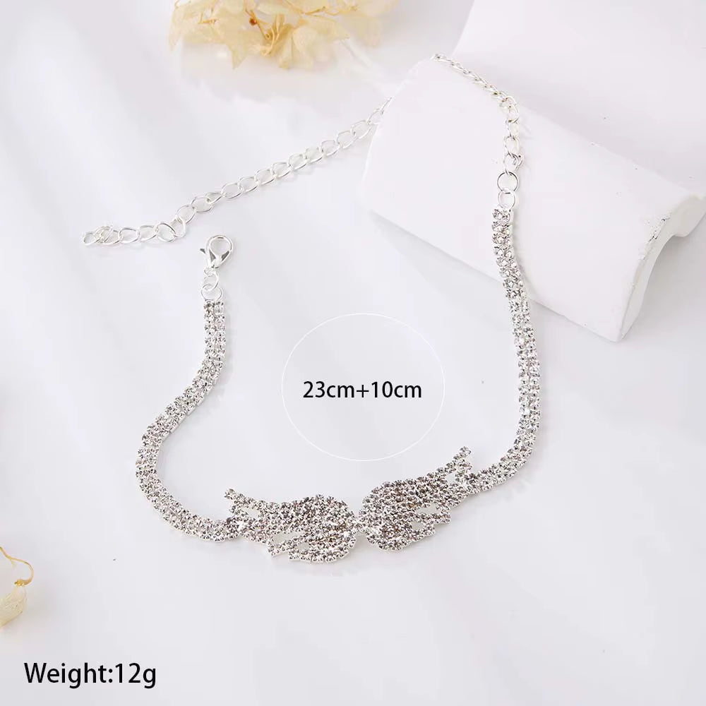 Celestia™ Angel Wings Rhinestone Anklet – Dainty Sparkle Jewelry for Women, Shine with Every Step