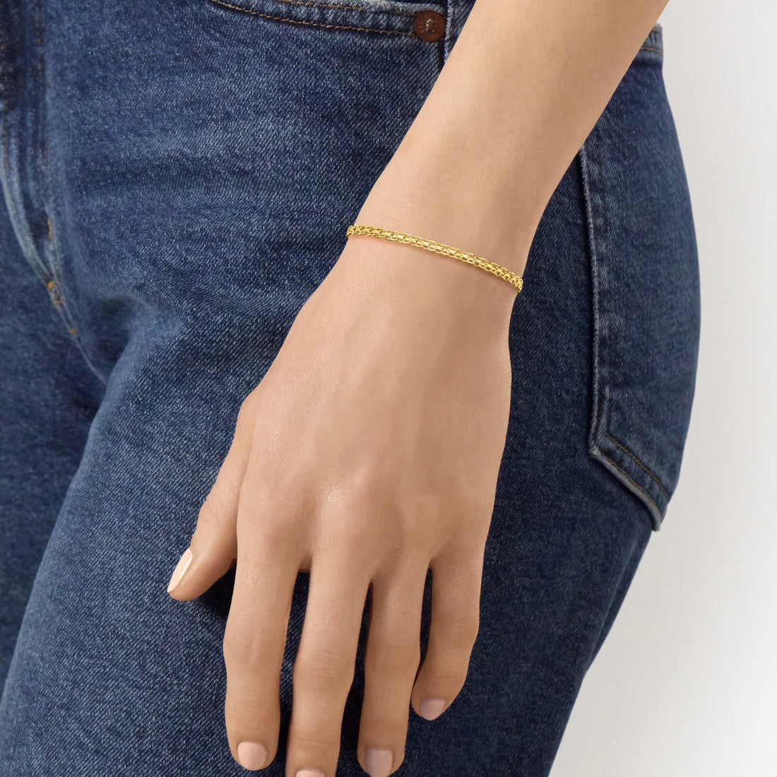 Pure Collection Italian 14K Yellow Gold Bismark-Link Bracelet for Women