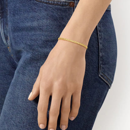 Pure Collection Italian 14K Yellow Gold Bismark-Link Bracelet for Women