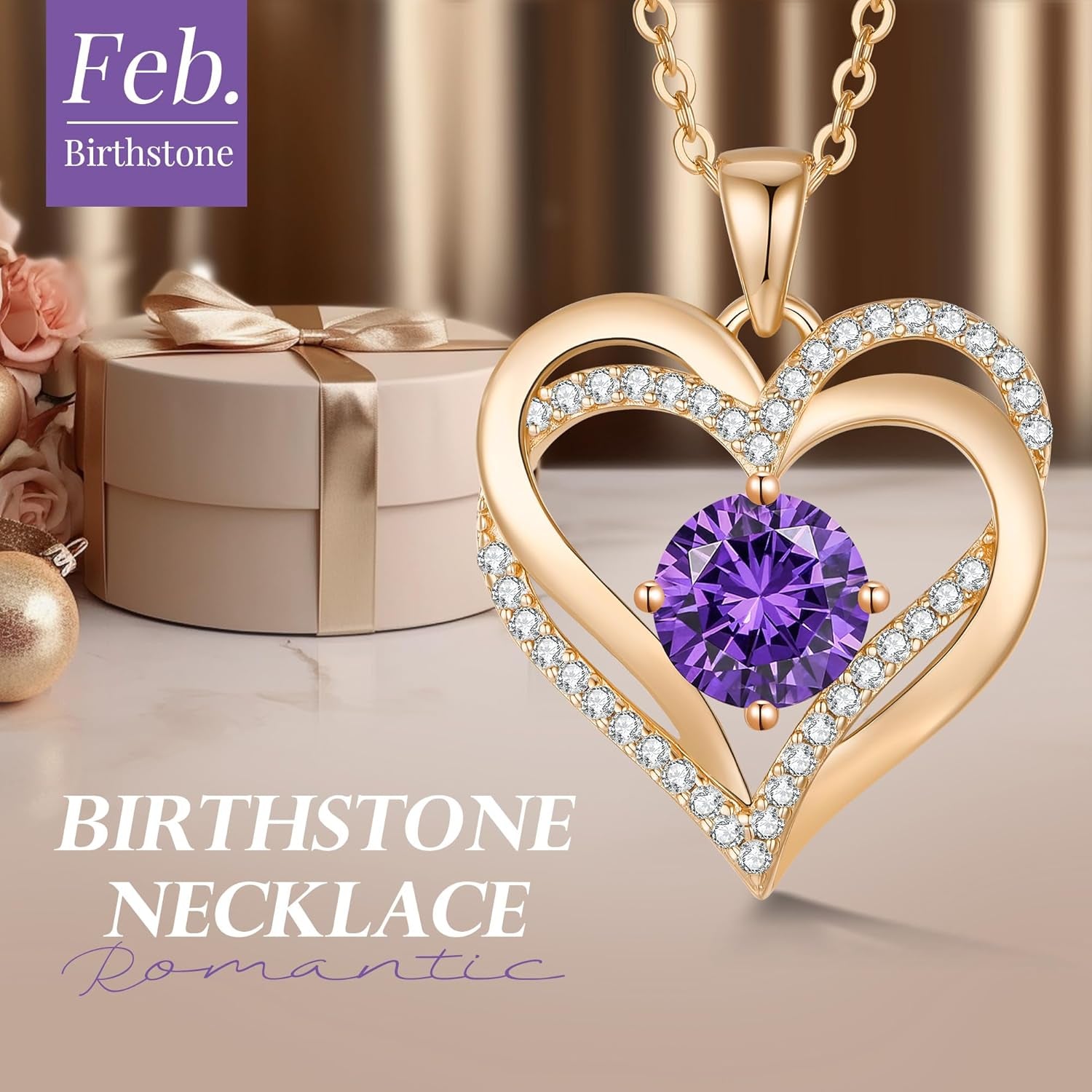 925 Sterling Silver Love Heart Birthstone Necklace for Women – Personalized Pendant Jewelry Gift for Wife, Mom, or Her – Birthday, Anniversary, or Mother’s Day