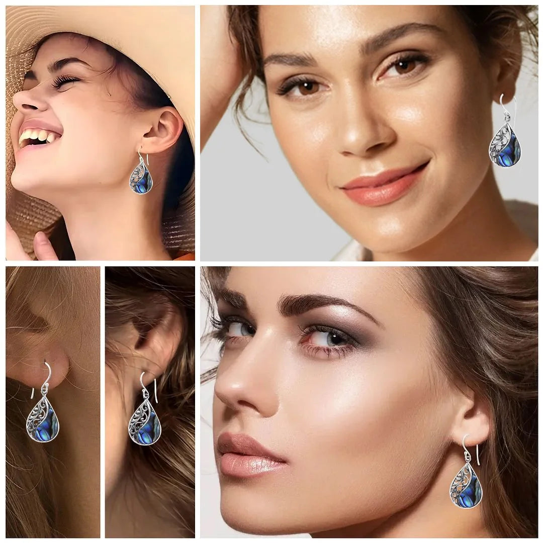 Abalone Shell Earrings for Women – Boho Beach Style in 925 Sterling Silver