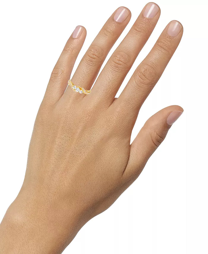 Diamond Three Stone Twist Engagement Ring (1/2 Ct. T.W.) in 14K Gold