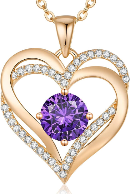 925 Sterling Silver Love Heart Birthstone Necklace for Women – Personalized Pendant Jewelry Gift for Wife, Mom, or Her – Birthday, Anniversary, or Mother’s Day