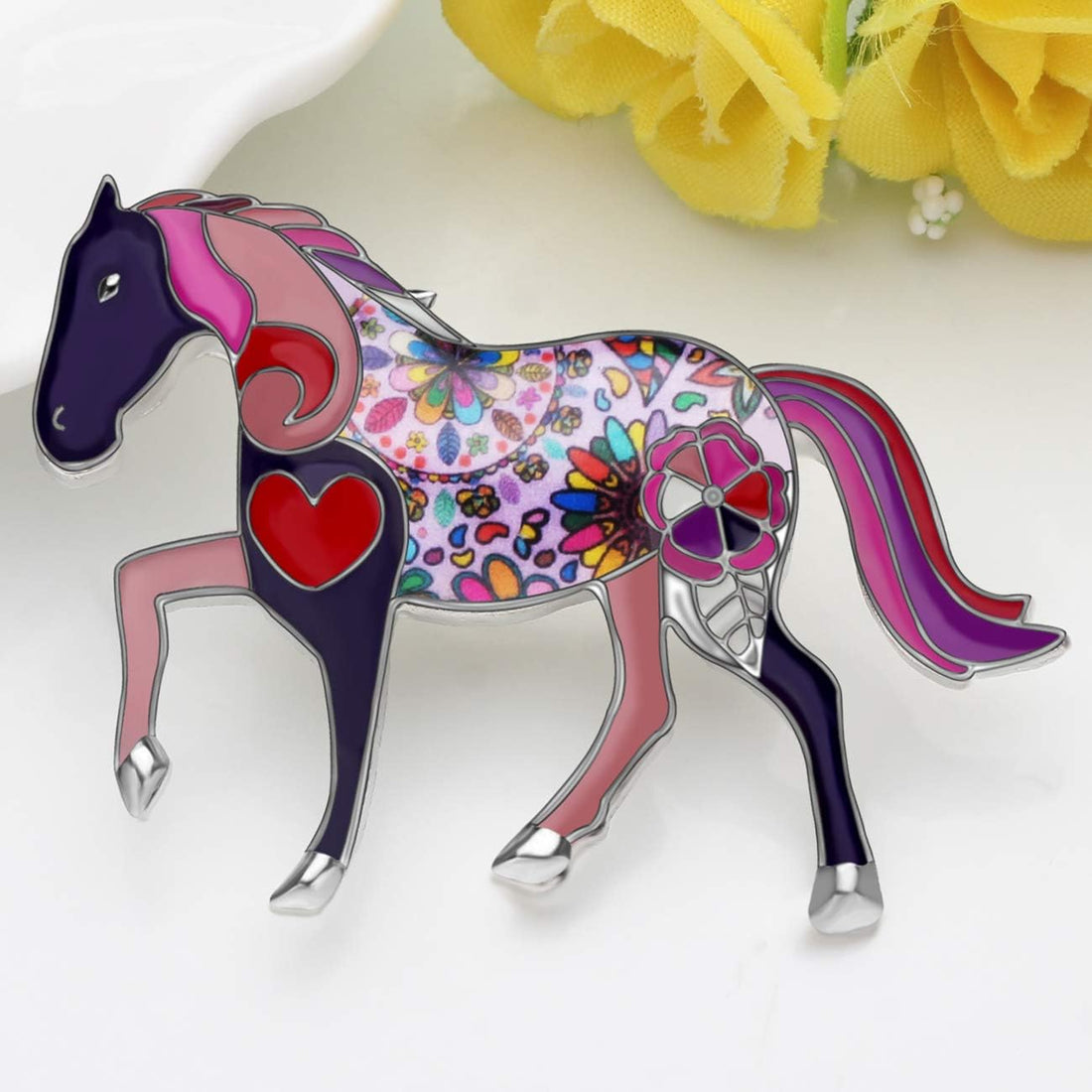 🐎 Enamel Alloy Elegant Horse Brooch Pin for Women
