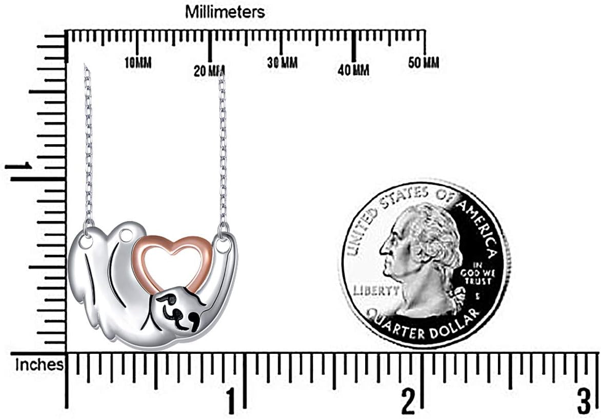 925 Sterling Silver Cute Animal Sloth Jewelry Set – Heart Earrings, Bracelet, Ring &amp; Pendant Necklace Gift for Women &amp; Teens