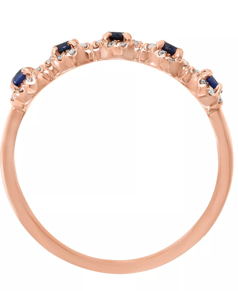 Sapphire &amp; Diamond Cluster Band – 1/3 Ct. T.W. Sapphire, 1/6 Ct. T.W. Diamonds, 14K Rose or White Gold