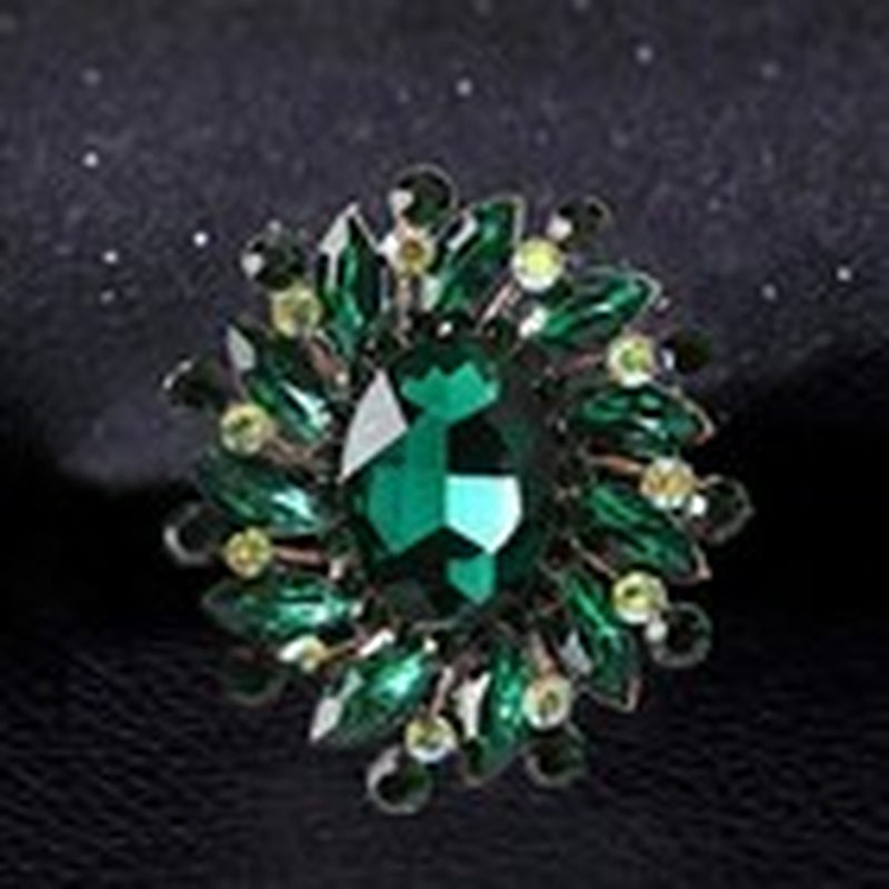 Ezing 4-Piece Large Rhinestone Crystal Brooch Set – Fashion Green Statement Pins