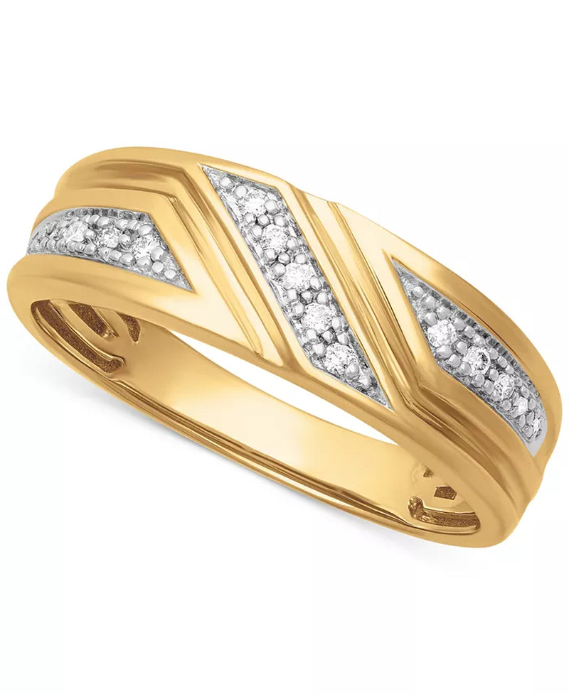 Men’s Diamond Three-Station Wedding Band – 1/10 Ct. T.W., 14K Gold
