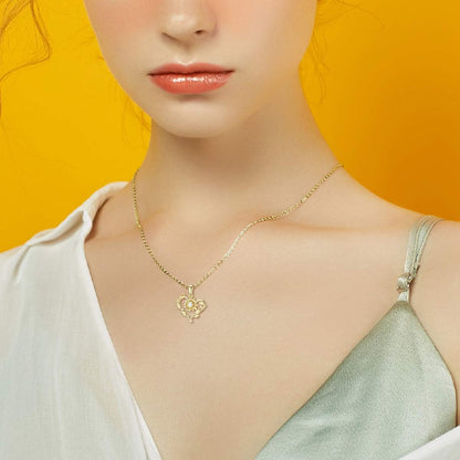 14K Solid Gold Heart-Shaped Pendant Necklace for Women – Elegant Fine Jewelry Gift (Style 3)