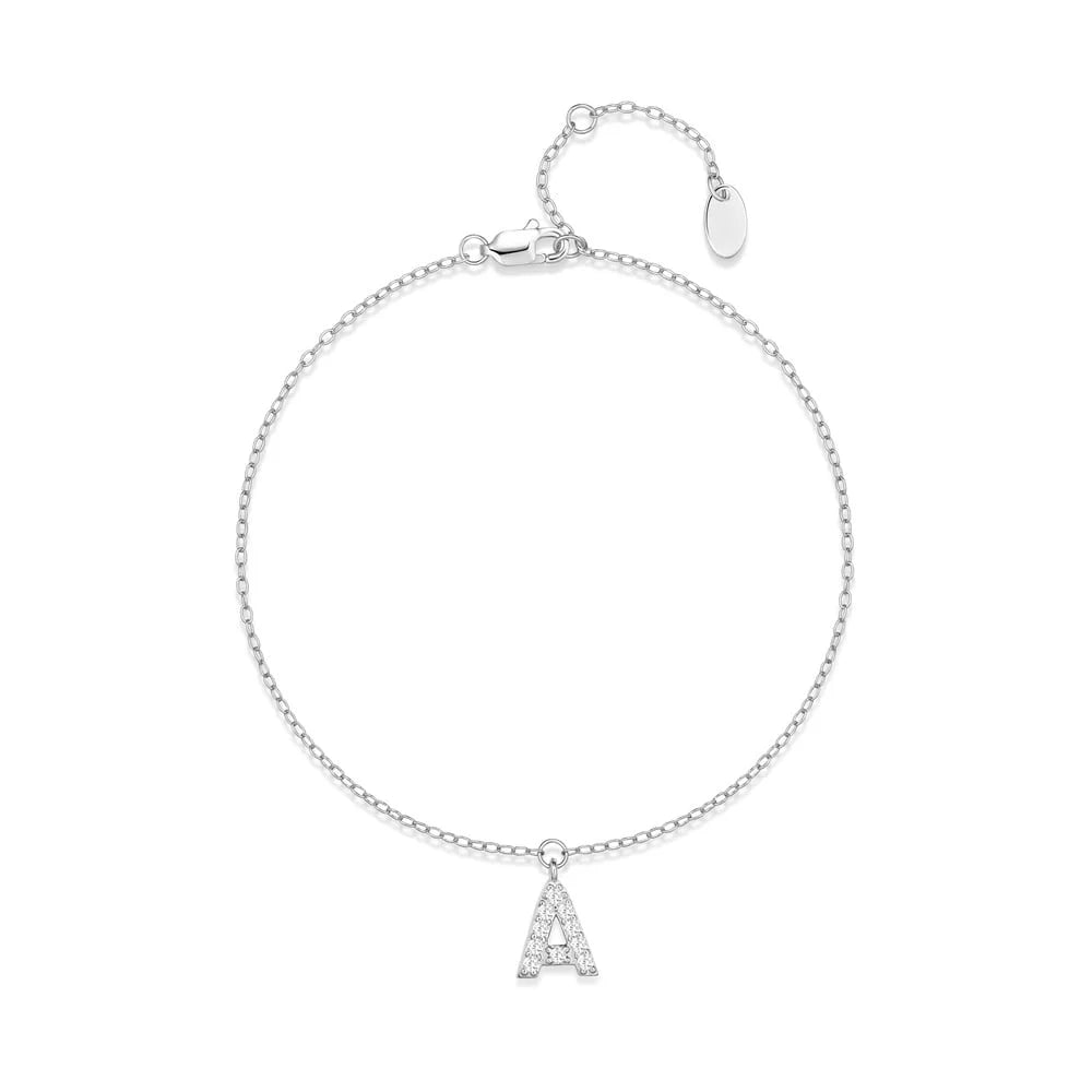 S925 Sterling Silver Initial Bracelets for Women – Dainty A-Z Letter Jewelry, Birthday &amp; Anniversary Gift for Wife or Girlfriend