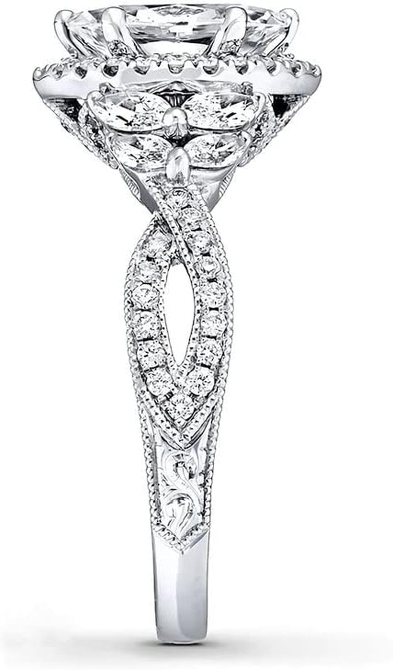 1.38 Carat Moissanite Engagement Ring – Platinum Plated 925 Sterling Silver Ring for Women | Brilliant Cut Solitaire Statement Ring