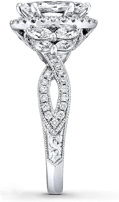 1.38 Carat Moissanite Engagement Ring – Platinum Plated 925 Sterling Silver Ring for Women | Brilliant Cut Solitaire Statement Ring