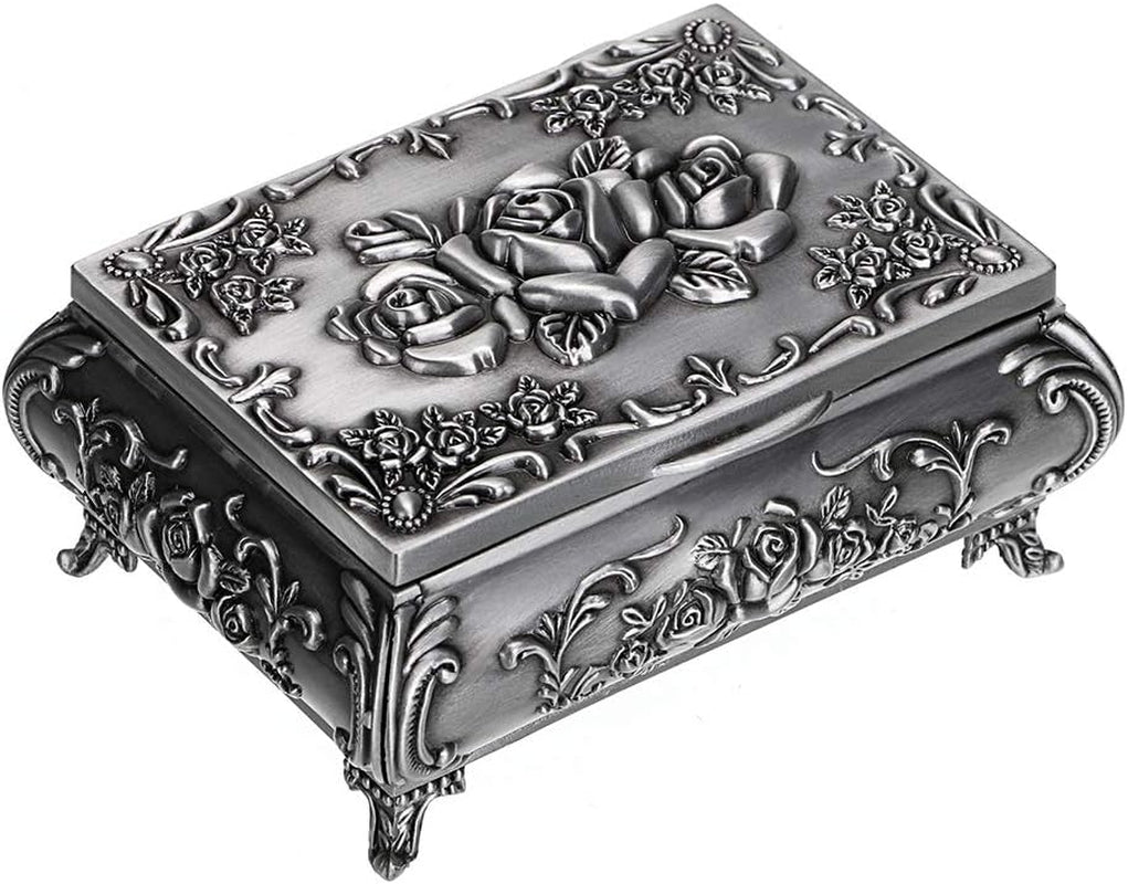 Vintage Keepsake Jewelry Box – Small Antique Metal Treasure Chest for Rings &amp; Earrings, Perfect Gift for Women &amp; Girls