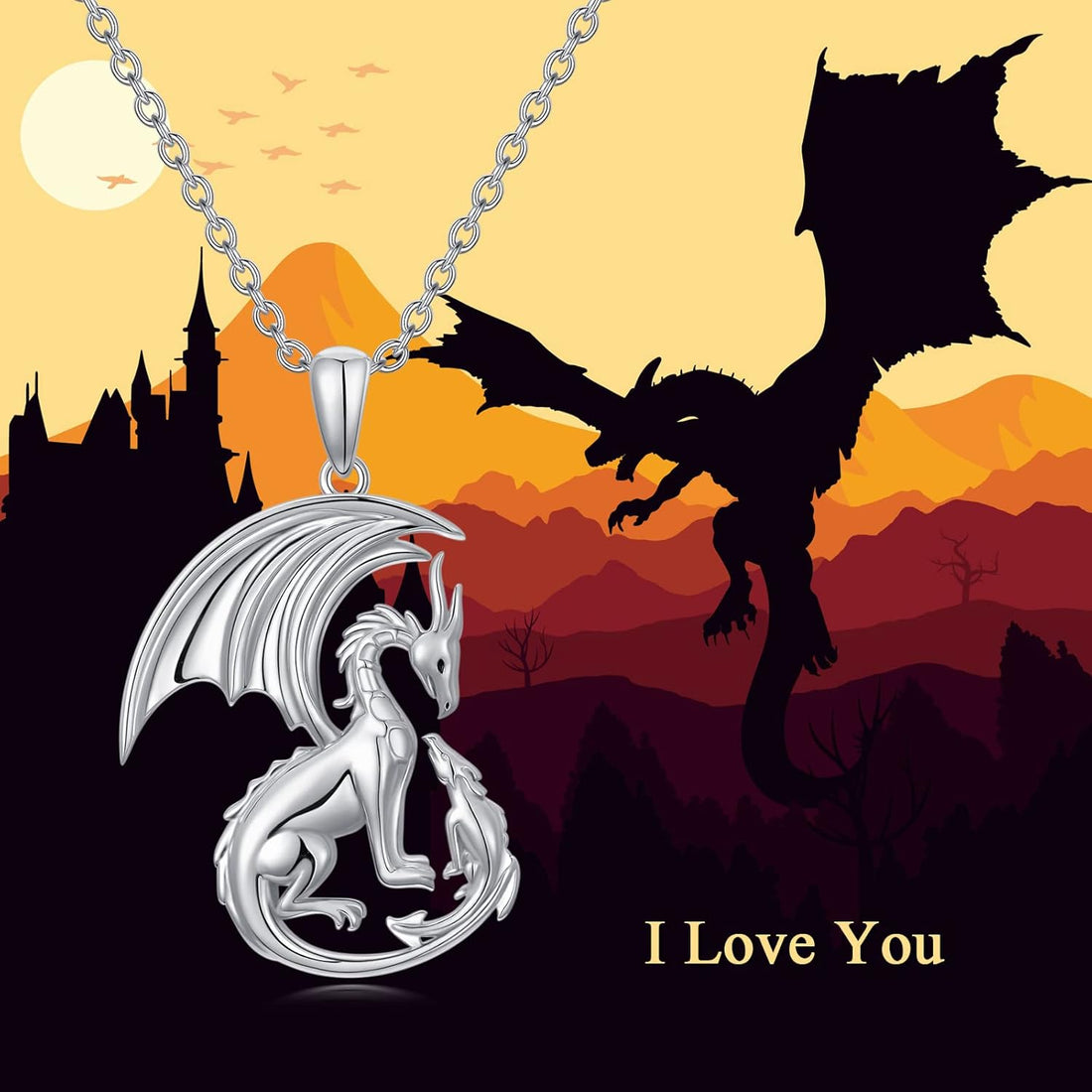 925 Sterling Silver Dragon Necklace – Cute Animal Jewelry Gift for Women &amp; Mothers