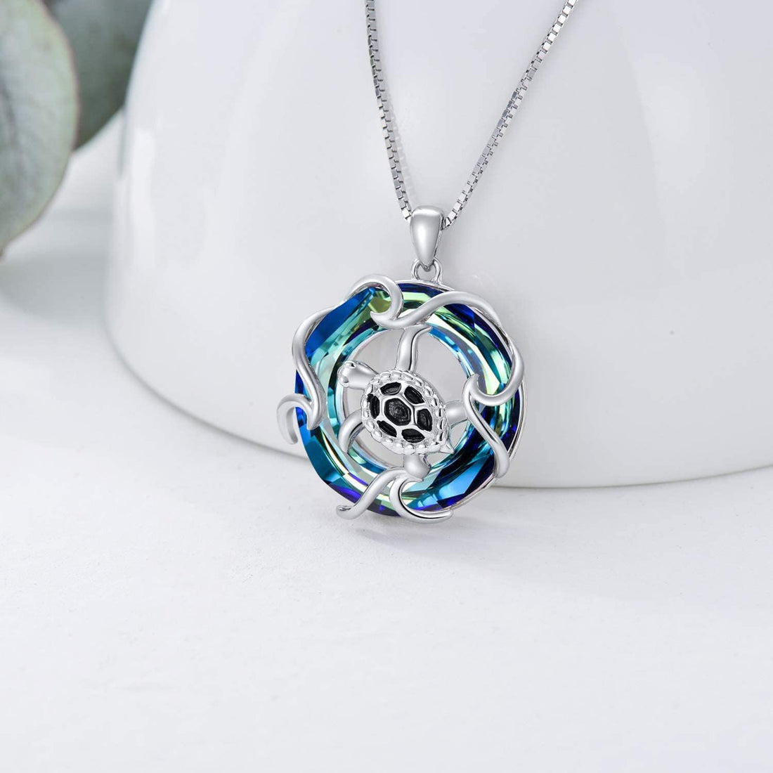 Sterling Silver Sea Turtle Necklace for Women – Ocean-Themed Crystal Pendant Jewelry, Perfect Summer Beach Gift for Marine Animal Lovers
