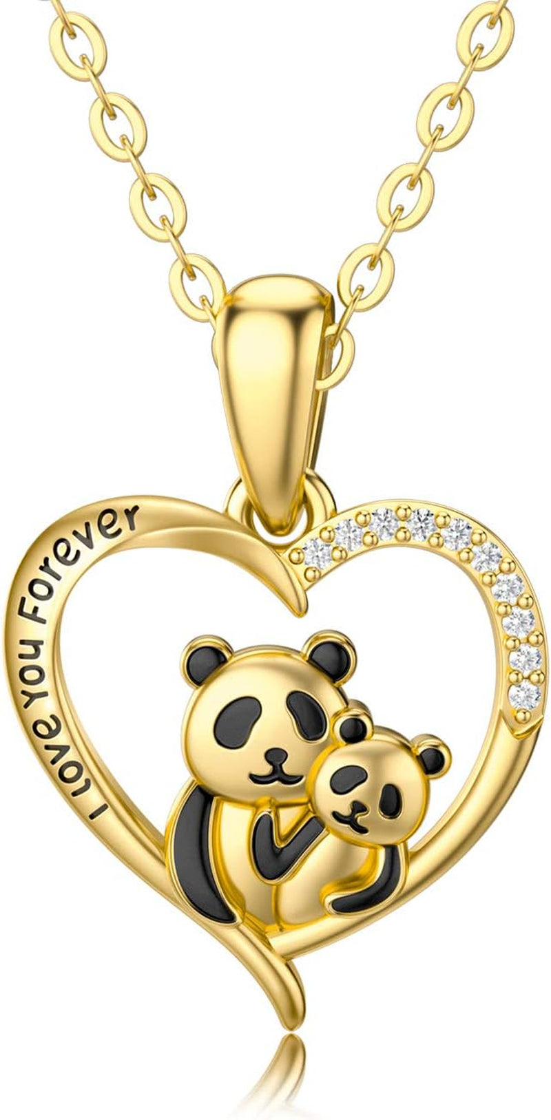 14K Solid Gold Panda Pendant Necklace for Women – Yellow Gold Jewelry Gift for Her
