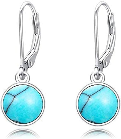 Turquoise Small Hoops Earrings – 925 Sterling Silver Huggie Earrings for Sensitive Ears, Jewelry Gift for Women