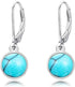 Turquoise Small Hoops Earrings – 925 Sterling Silver Huggie Earrings for Sensitive Ears, Jewelry Gift for Women