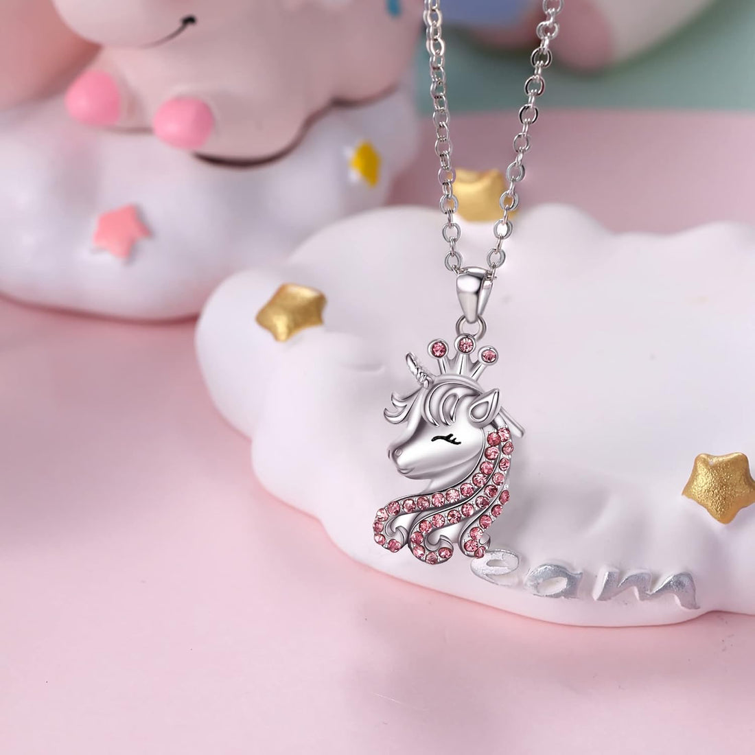 CZ Crown Unicorn Pendant | Sparkling Christmas Jewelry Gifts | Birthday Gift for Daughter or Granddaughter
