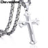 Men’s Cross Pendant Necklace – 3-Layer Knight Cross in Stainless Steel, Gold/Black/Silver – Durable Chain Jewelry (Model DDLKP179)