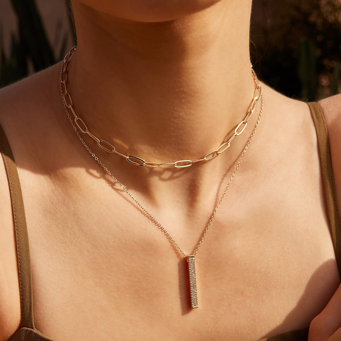 14K Gold Plated Circle Cubic Zirconia Pendant Necklace – Dainty Twist Rope Chain | Elegant Gift for Women