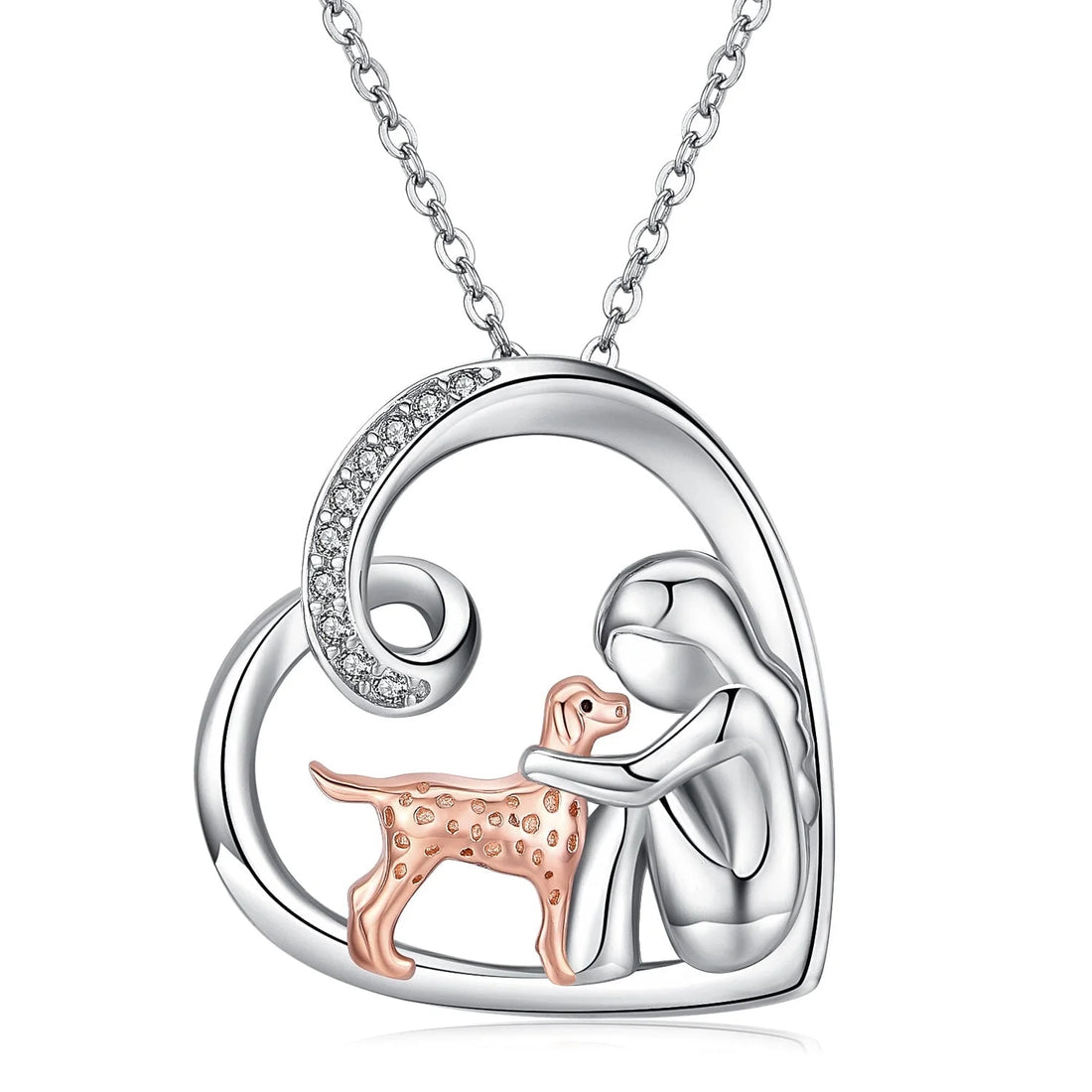 Heart Dog Pendant Necklace – 925 Sterling Silver