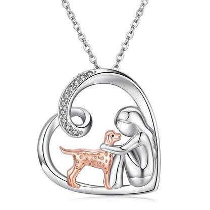 Heart Dog Pendant Necklace – 925 Sterling Silver