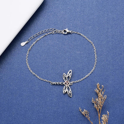 🐉 Sterling Silver Dragonfly Bracelet for Women