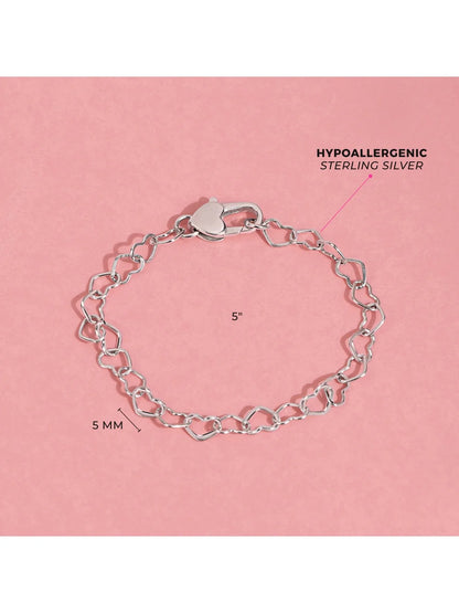 5&quot; Heart Link Chain Baby &amp; Toddler Bracelet – Sterling Silver Delicate Jewelry