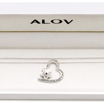 Sterling Silver “Always My Daughter, Forever My Friend” Heart Necklace – CZ Crystal Pendant