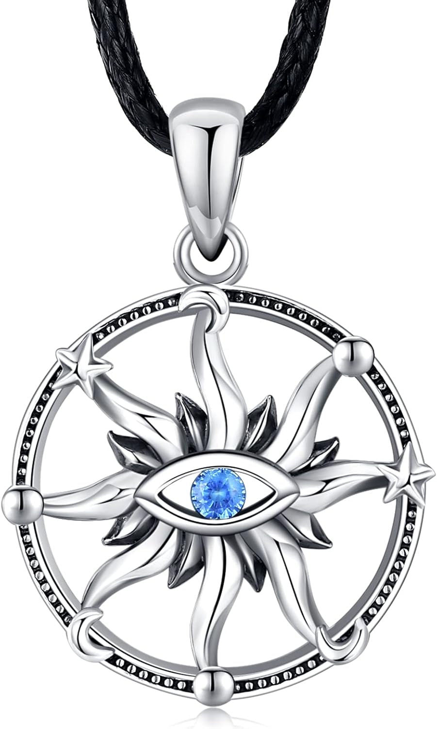 Viking Valknut Necklace for Men &amp; Women – 925 Sterling Silver Pendant with Runes &amp; Vegvisir Symbol