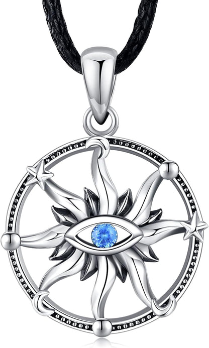 Viking Valknut Necklace for Men &amp; Women – 925 Sterling Silver Pendant with Runes &amp; Vegvisir Symbol