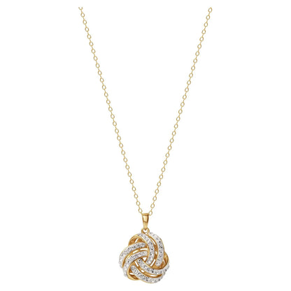 Fine Women’s Love Knot 18K Gold Crystal Pendant &amp; Earring Set – Elegant Jewelry Gift
